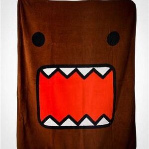 NEW Domo Plush Face Kids Blanket - Brown and Red